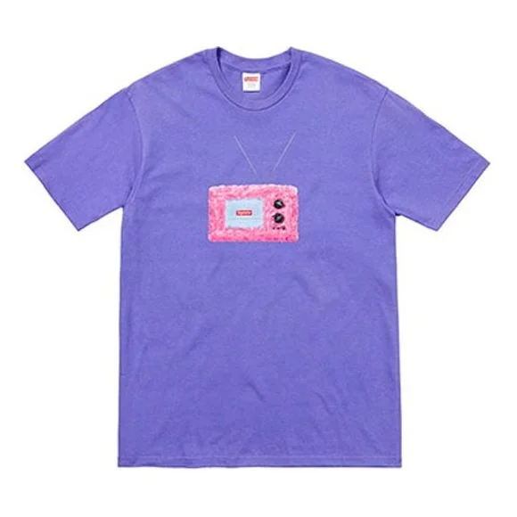 최고 SS18 텔레비젼 티 빛 자주색 인쇄 짧은 소매 Unisex SUP-SS18-0090 - 1