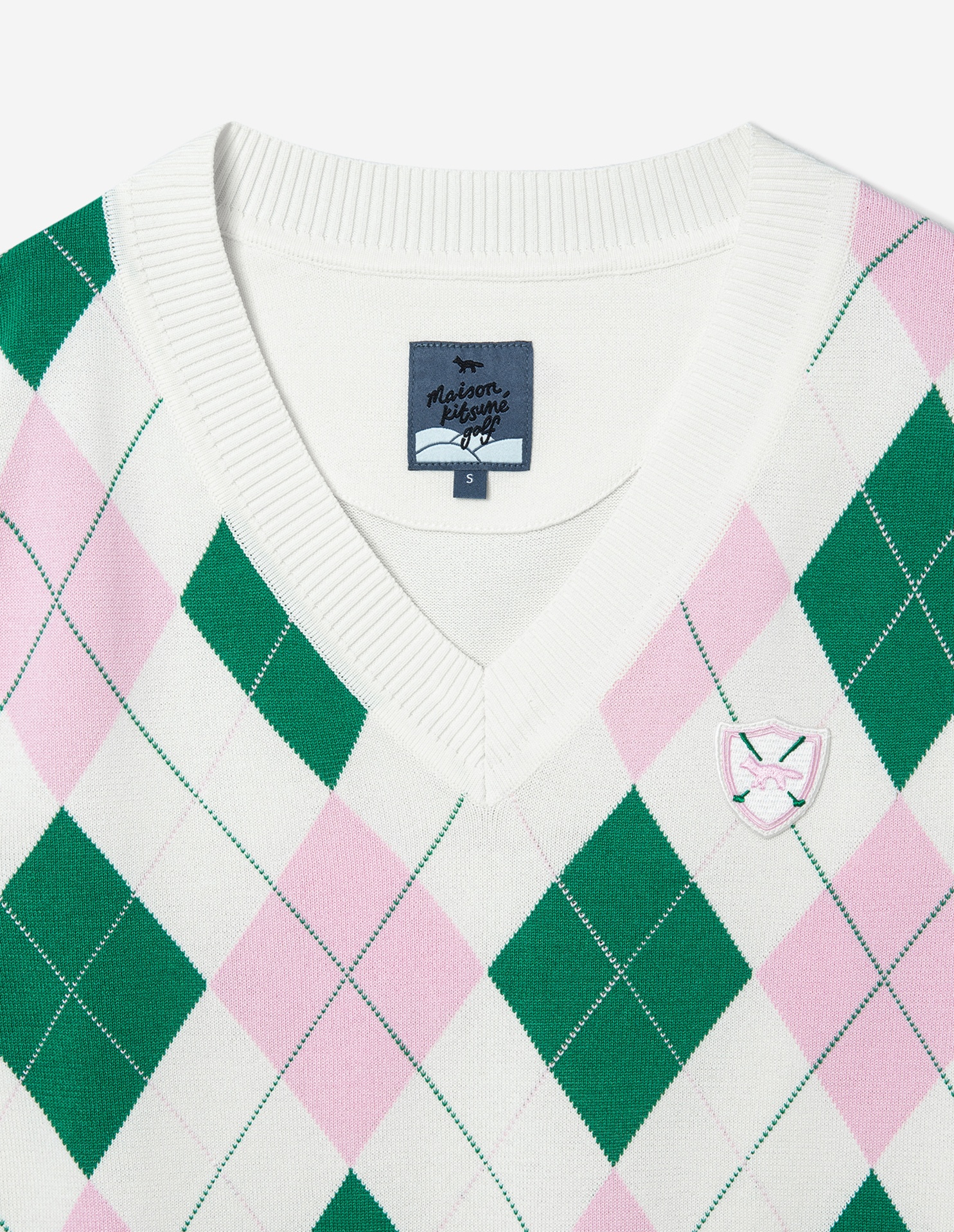 Women Crest Logo Argyle Jumper - 7