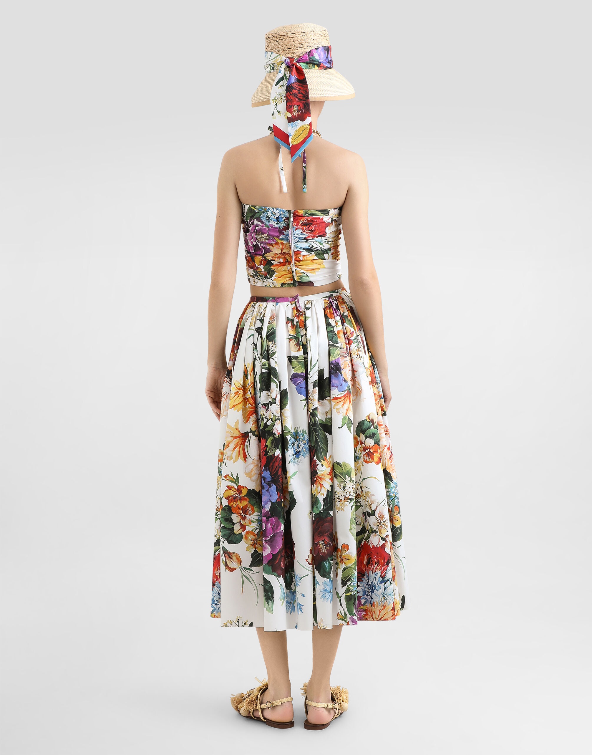 Flower bouquet-print poplin top - 3
