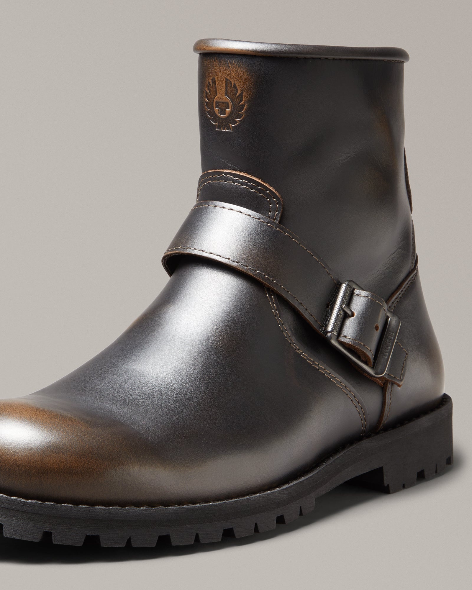 Men's Brushed Leather Trialmaster Motorcycle Boots in Brown