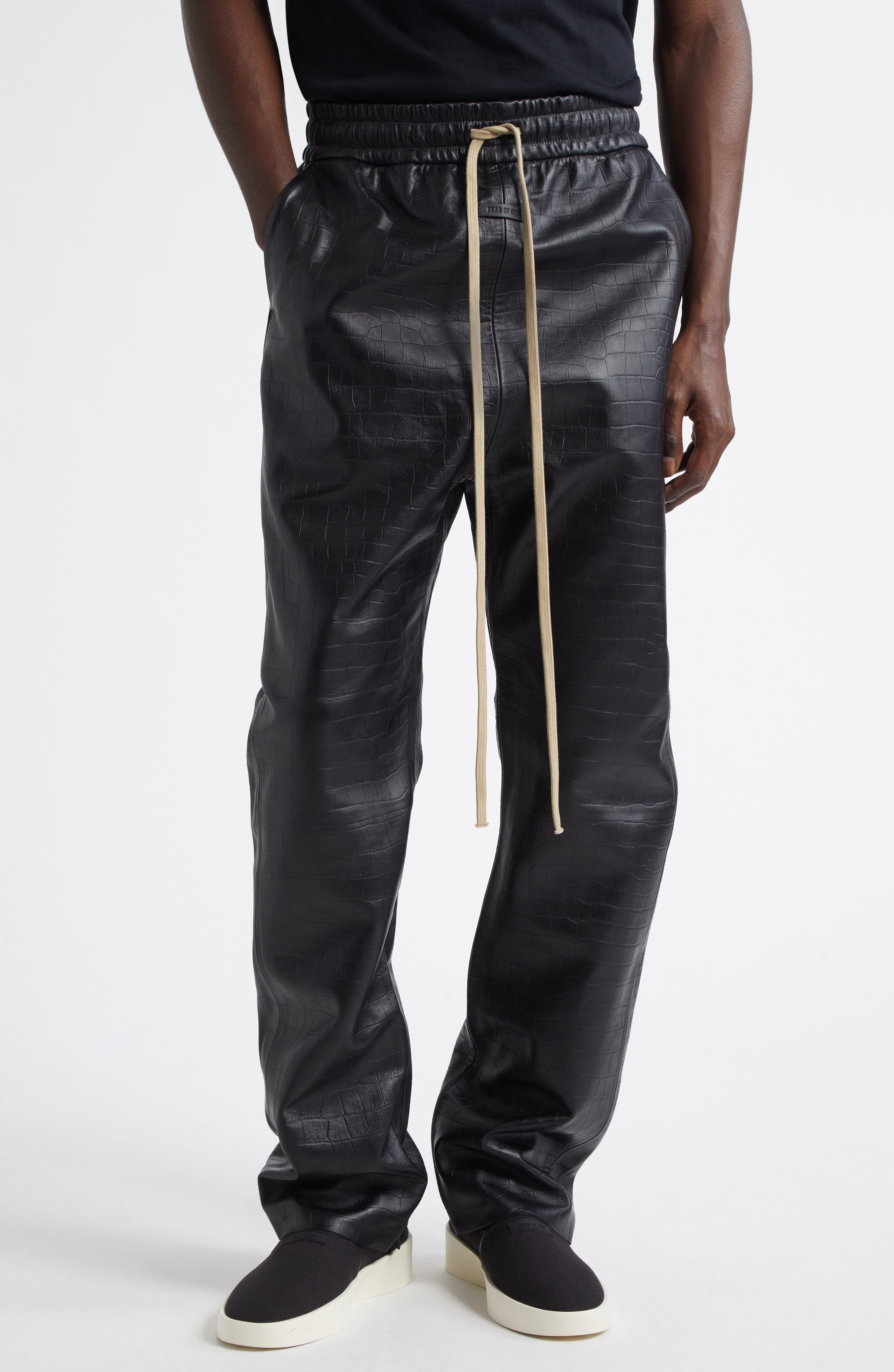 Fear of God Croc Embossed Leather Forum Pants in Black at Nordstrom - 1