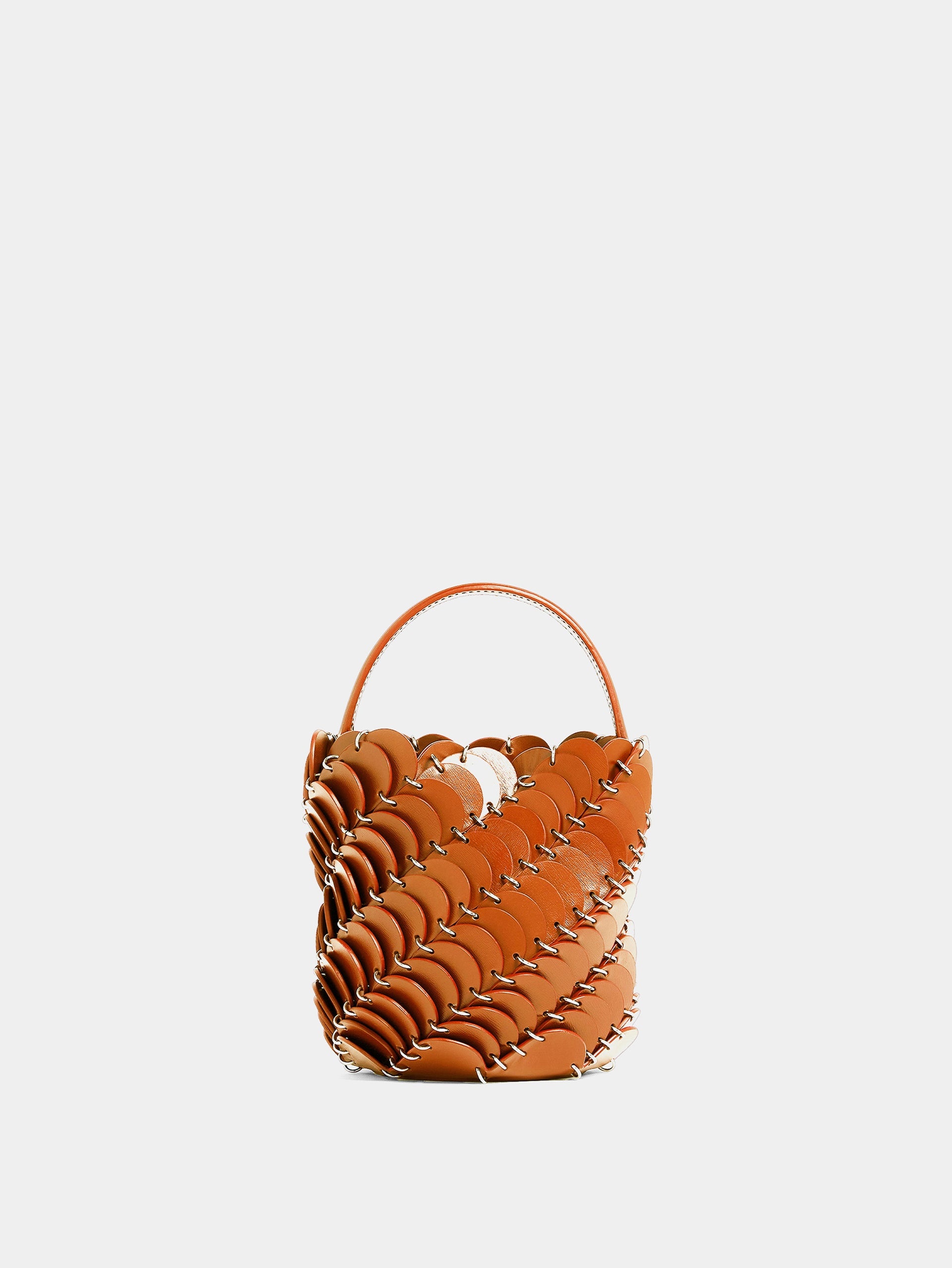 SMALL COGNAC BUCKET PACO BAG IN LEATHER - 1
