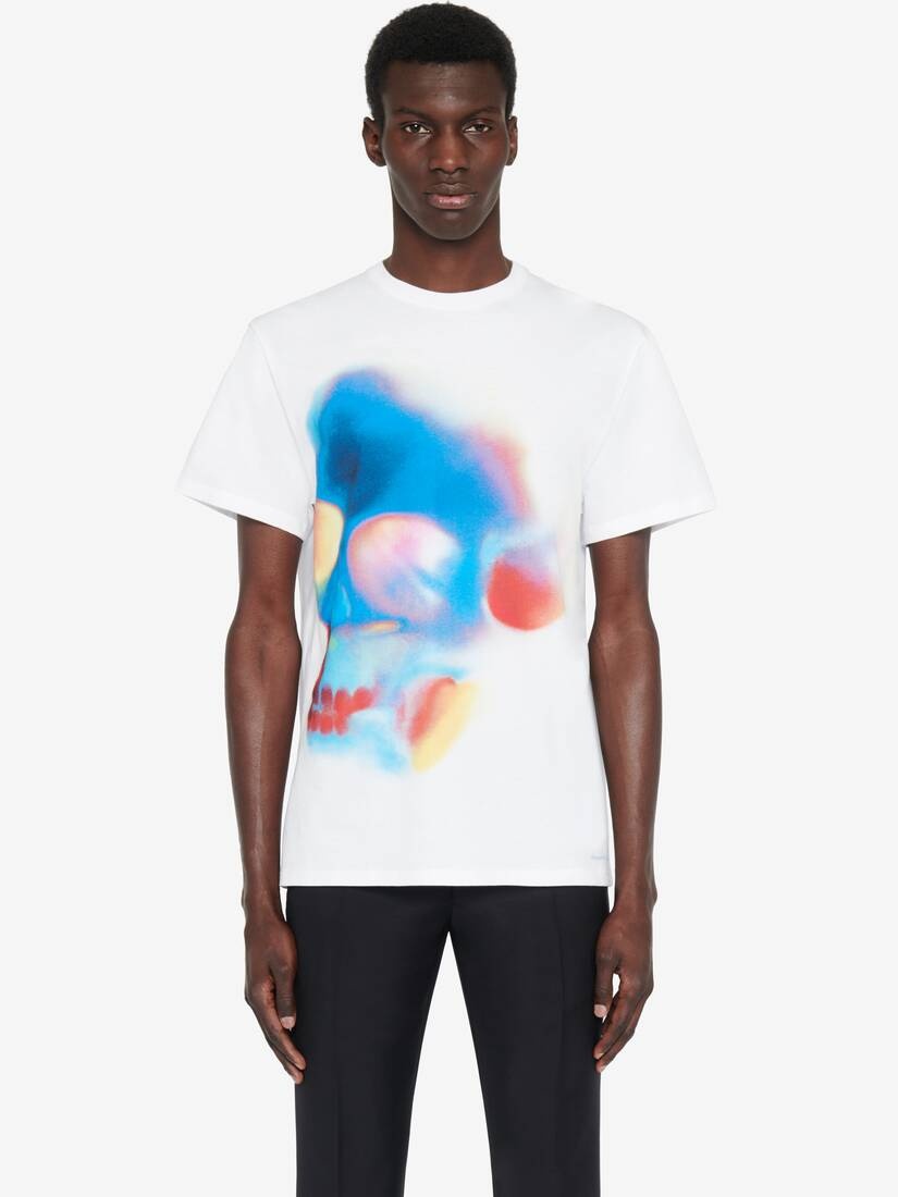 Men's Solarised Skull T-shirt in White Mix - 5