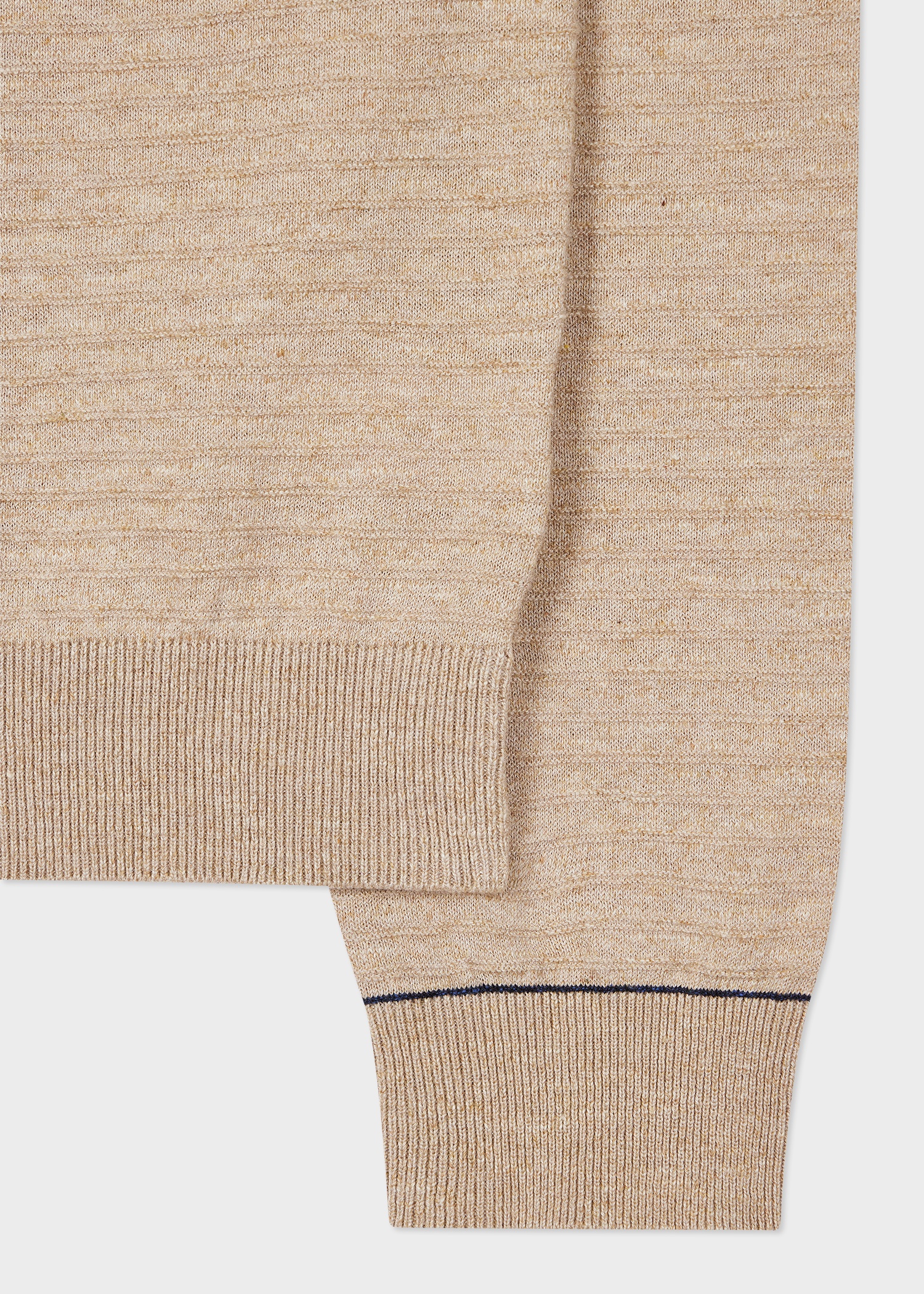 Oatmeal Cotton-Linen Zip-Neck Sweater - 2