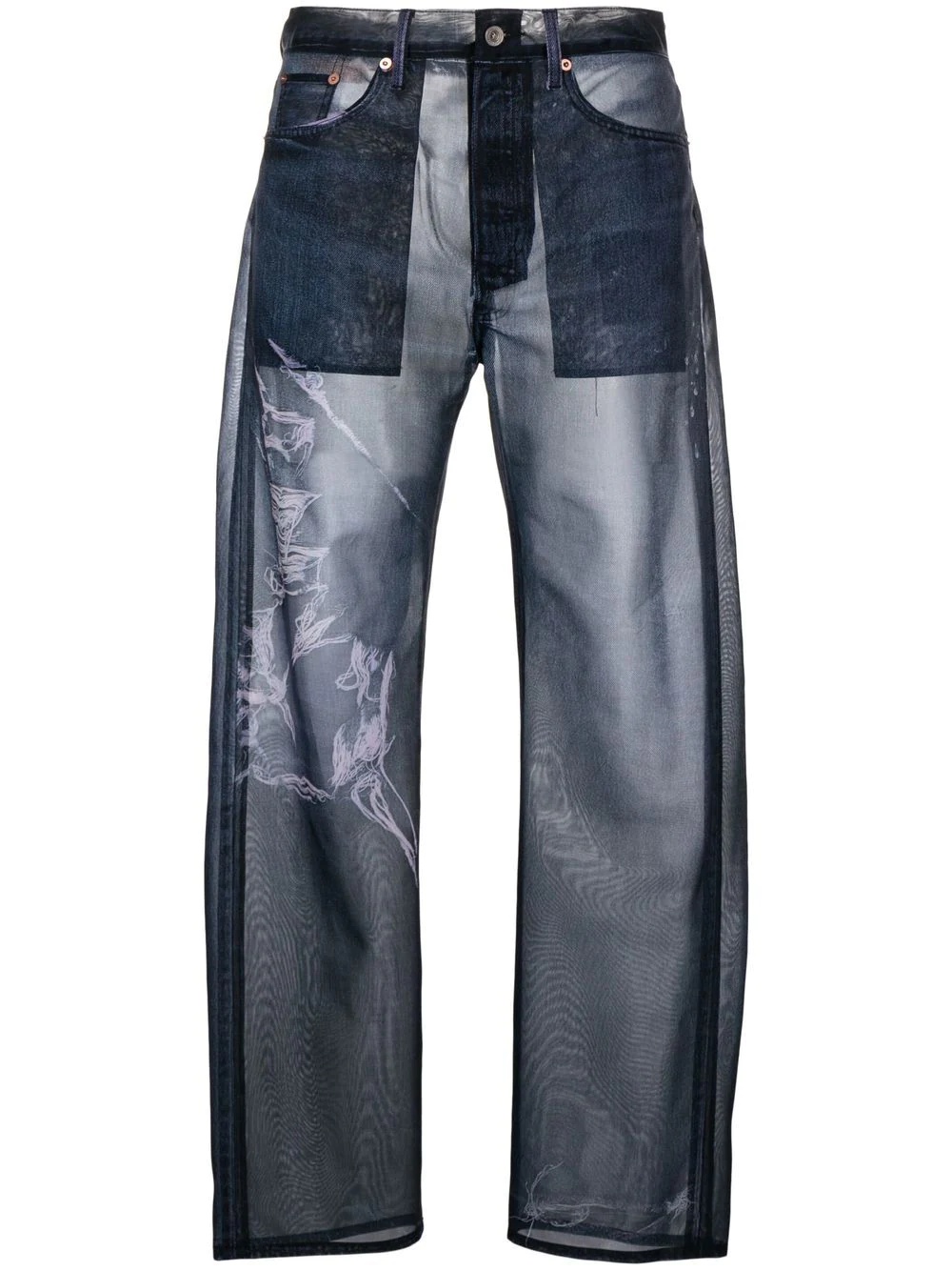 distressed-effect denim trousers - 1