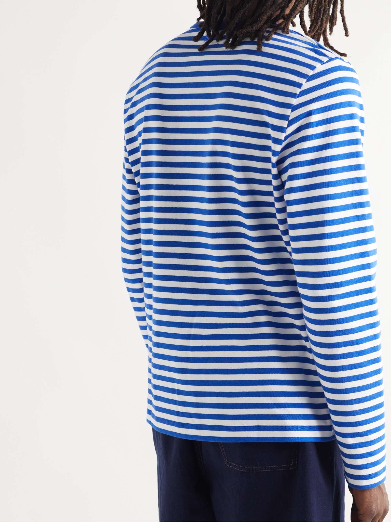 Logo-Embroidered Striped Organic Cotton-Jersey T-Shirt - 4