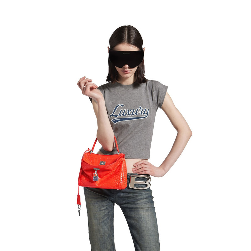 BALENCIAGA Women's Rodeo Handbag Mini With Rhinestones in Pop Orange outlook