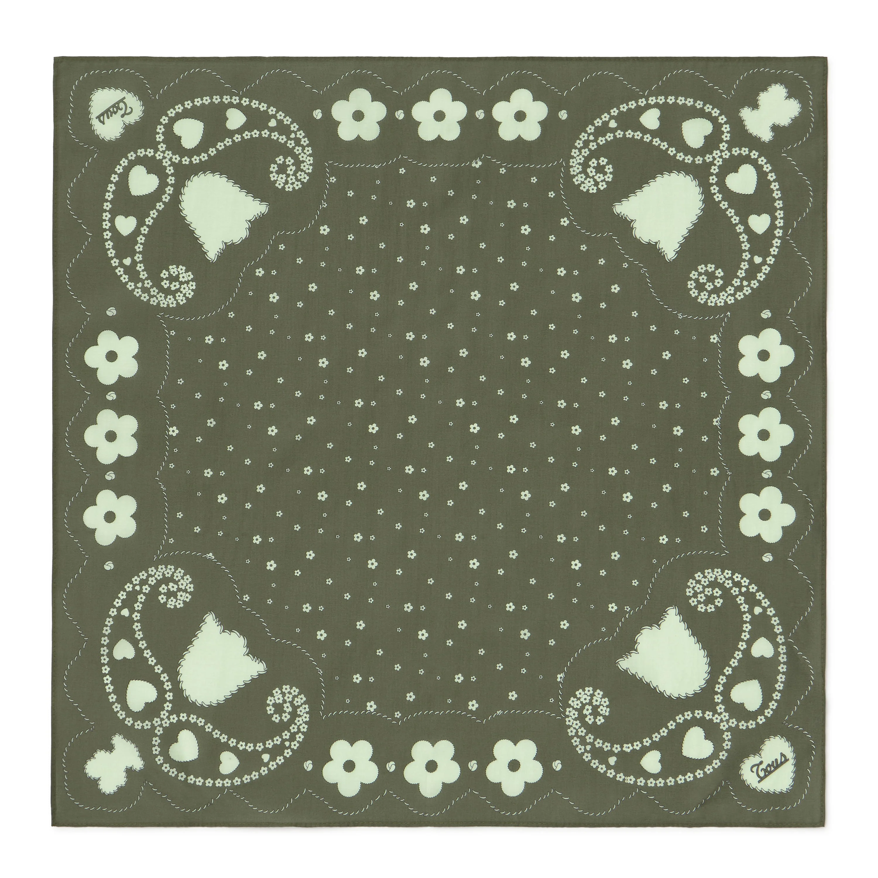 Square khaki Scarf TOUS Motifs Paisley - 1