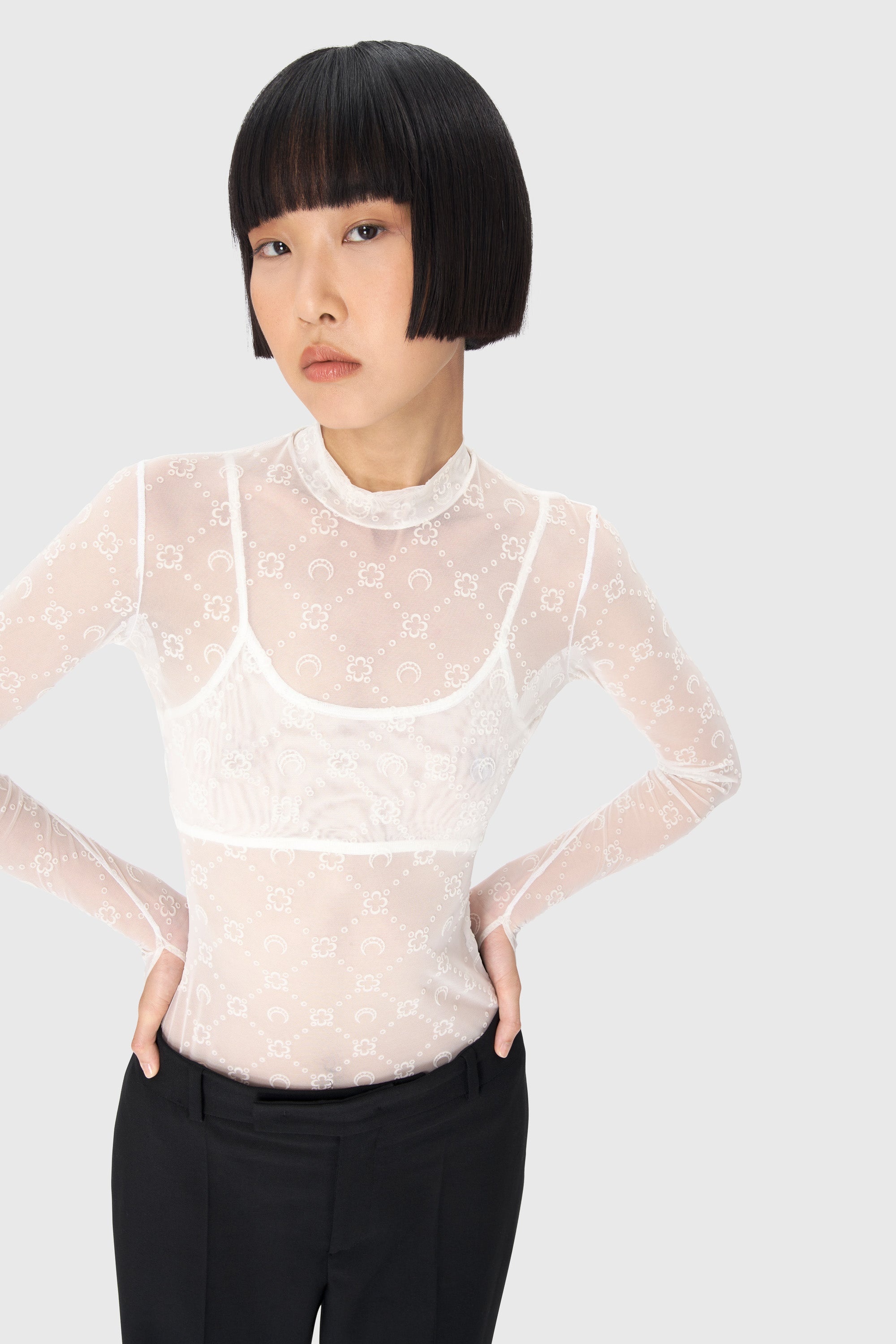 Recycled Mesh Flock Second Skin Highneck Top - 3
