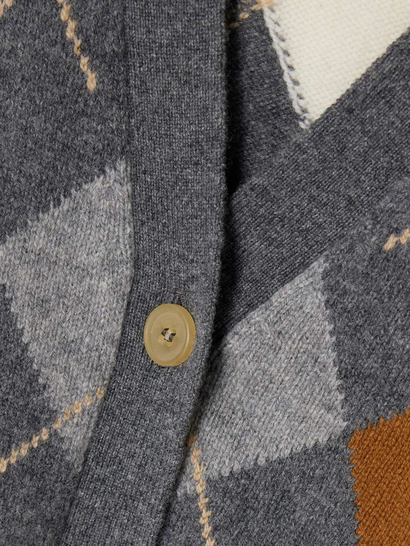 Argyle wool cardigan Gray 4