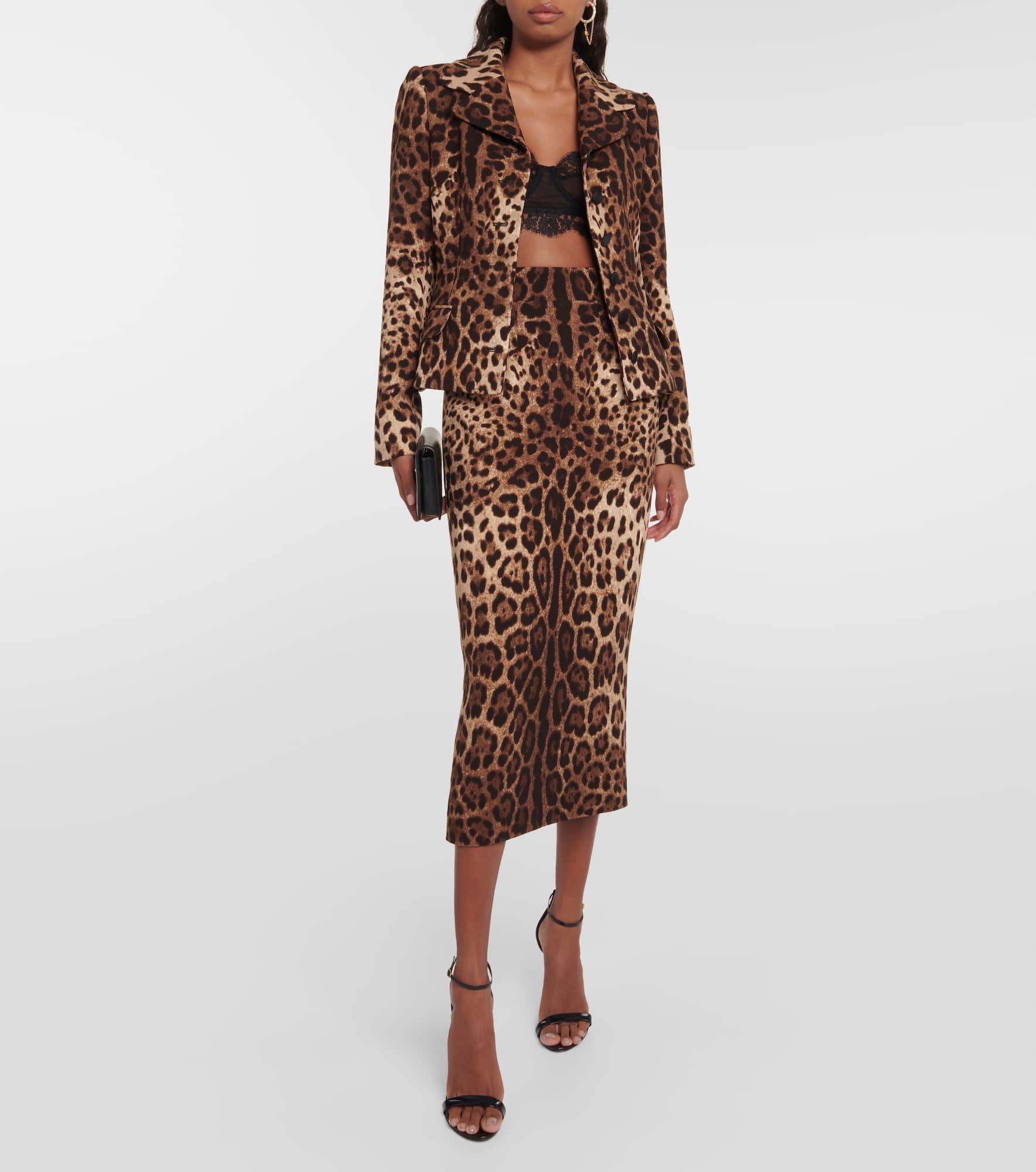 Leopard-print wool pencil skirt - 2