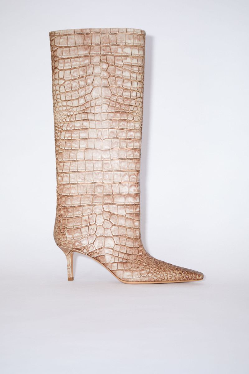 Leather embossed heeled boots - Powder pink 1