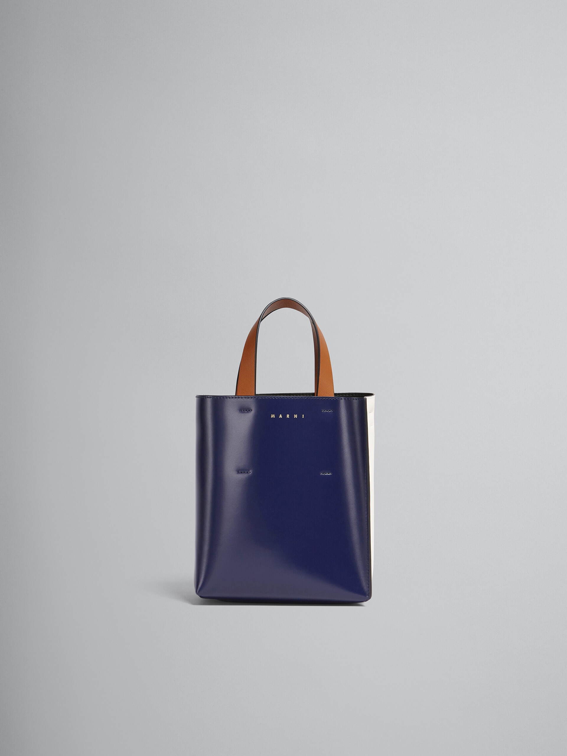 MUSEO MINI BAG IN BLUE AND WHITE LEATHER - 1