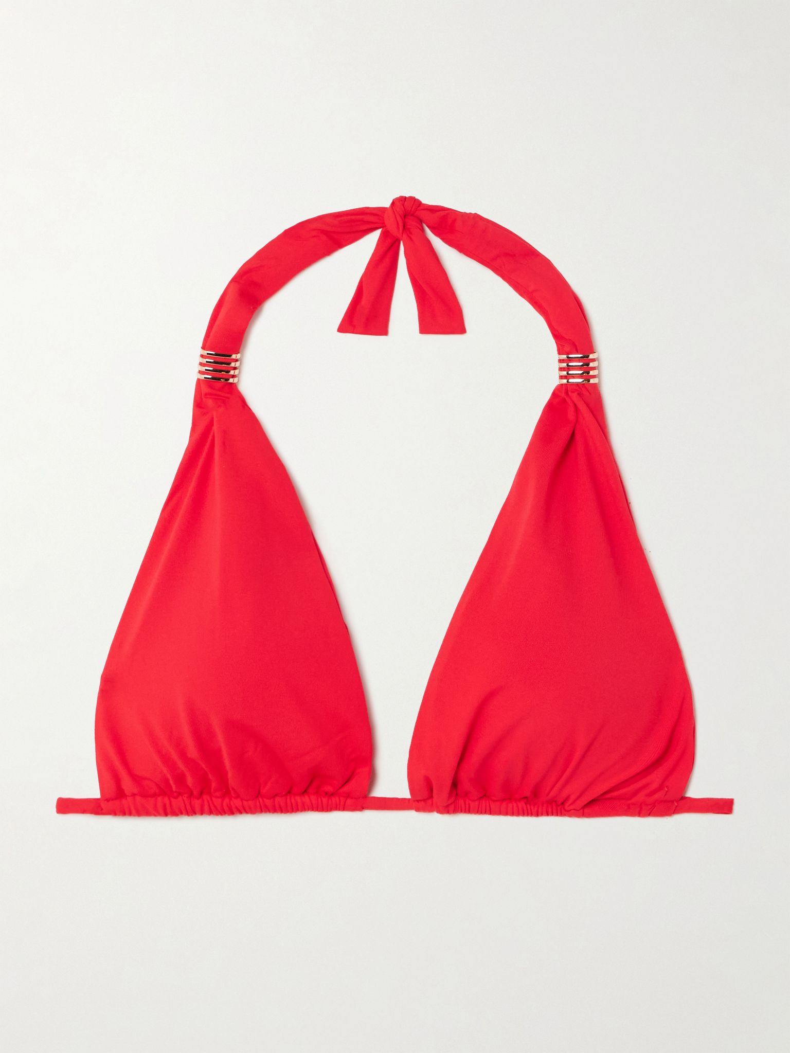 Grenada embellished halterneck triangle bikini top Red - 1