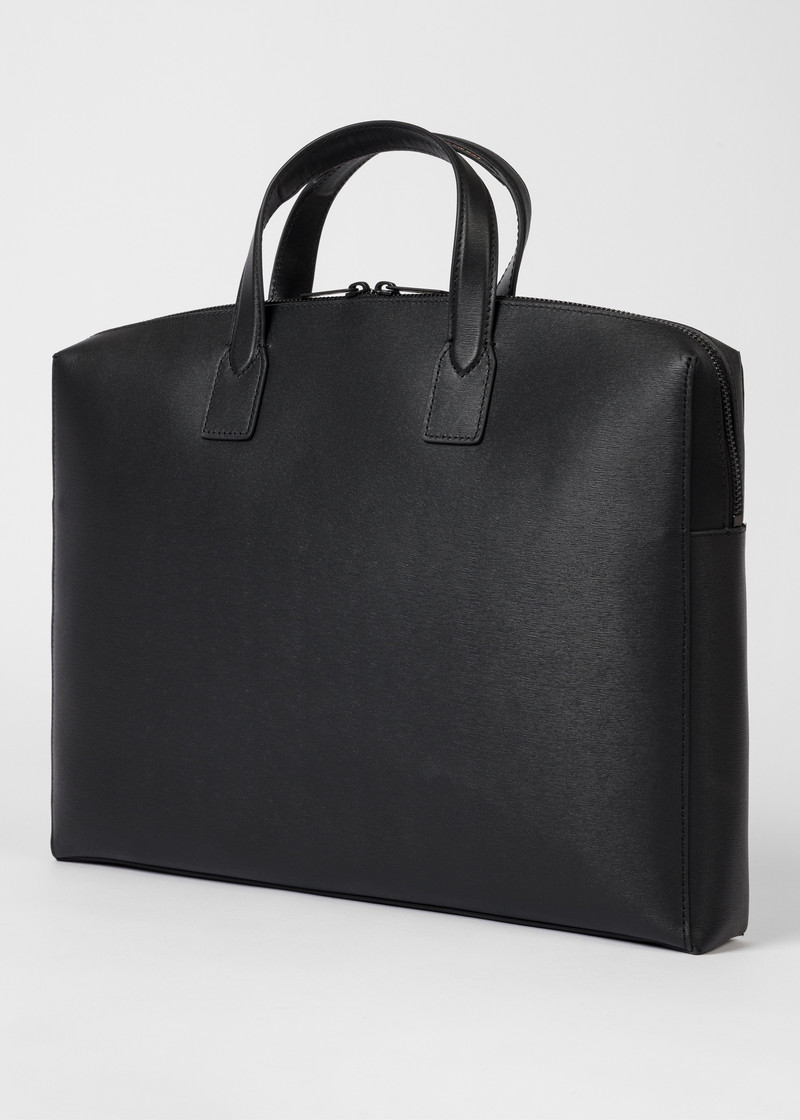 Black Embossed Leather Slim Folio 5