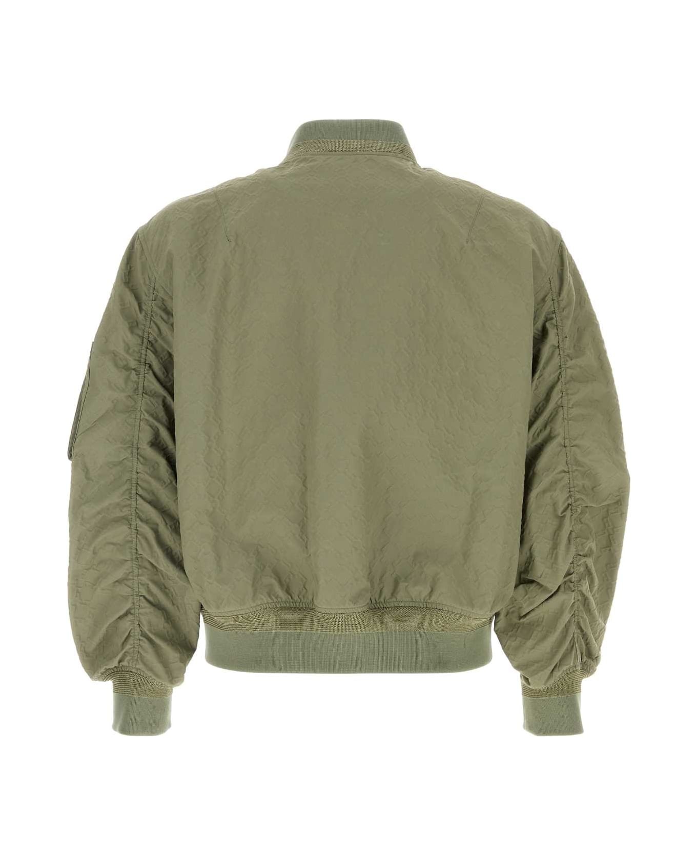 Sage Green Tech Fabric Bomber Jacket - 2