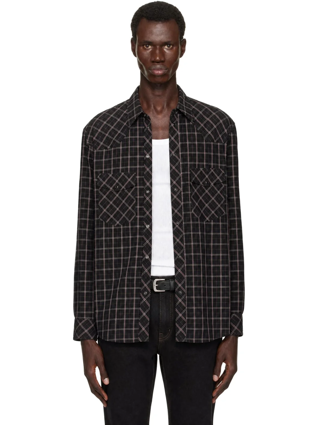 Black & Purple Western Check Shirt - 1