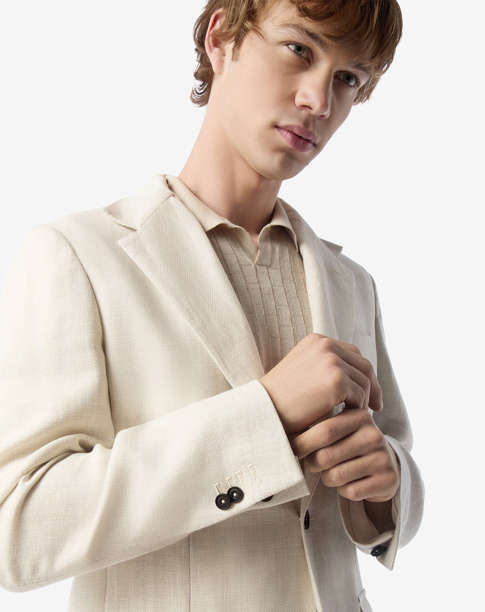 Ivory wool and linen jacket - 5