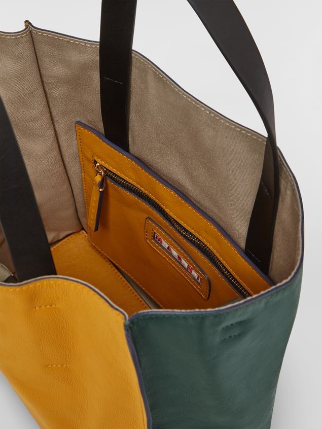 YELLOW AND GREEN MUSEO SOFT BAG IN TUMBLED CALFSKIN - 4