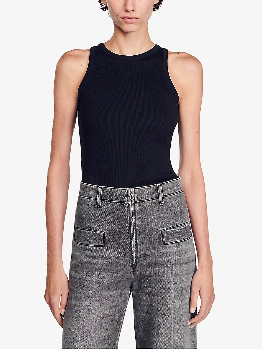 Round-neck sleeveless cotton T-shirt - 3