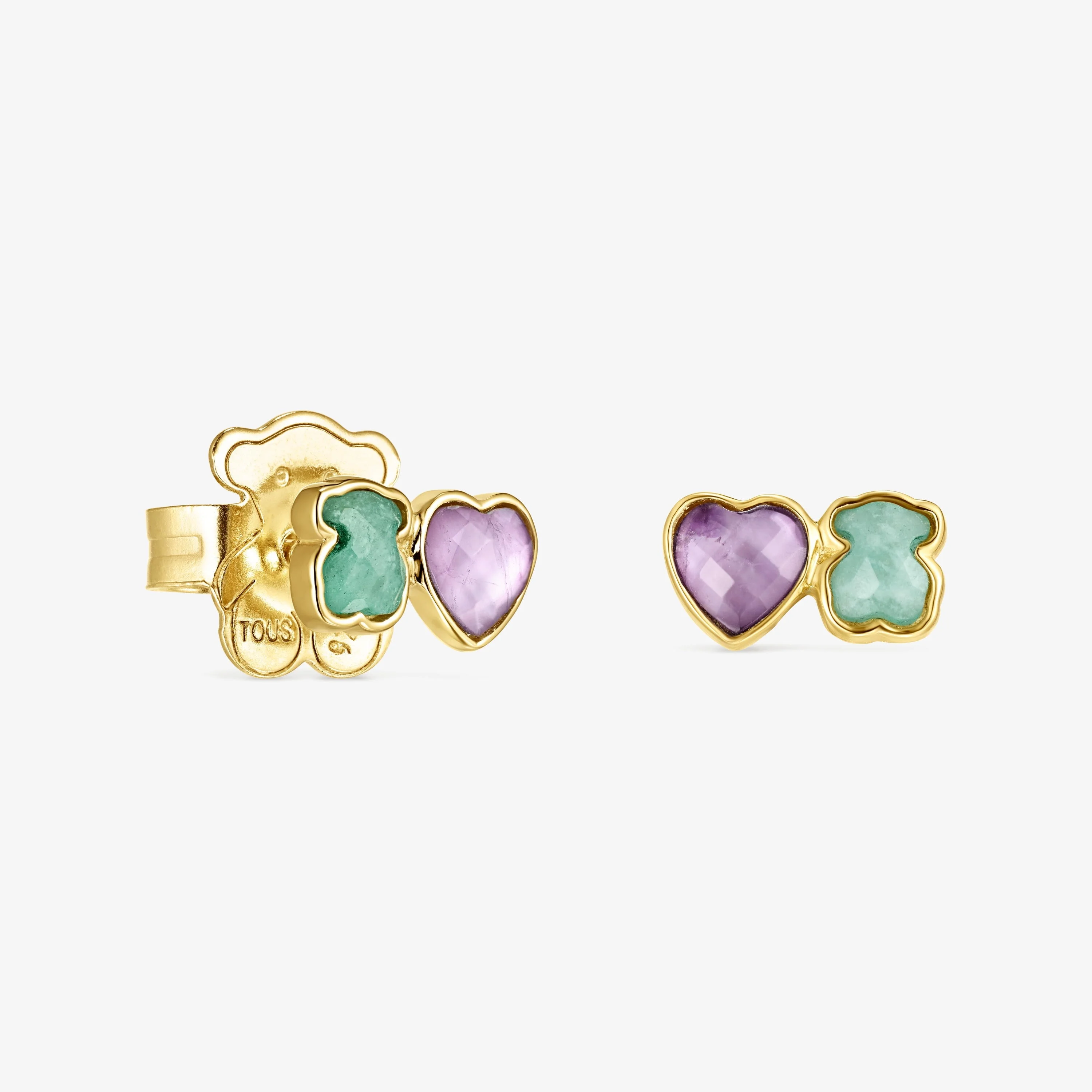 Glory Earrings in 18K gold vermeil with Amazonite and Amethyst - 1