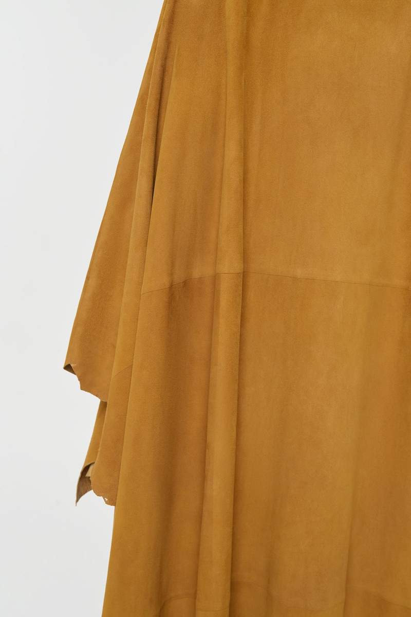 Calian Raw Cut Cape In Cashew Suede 11