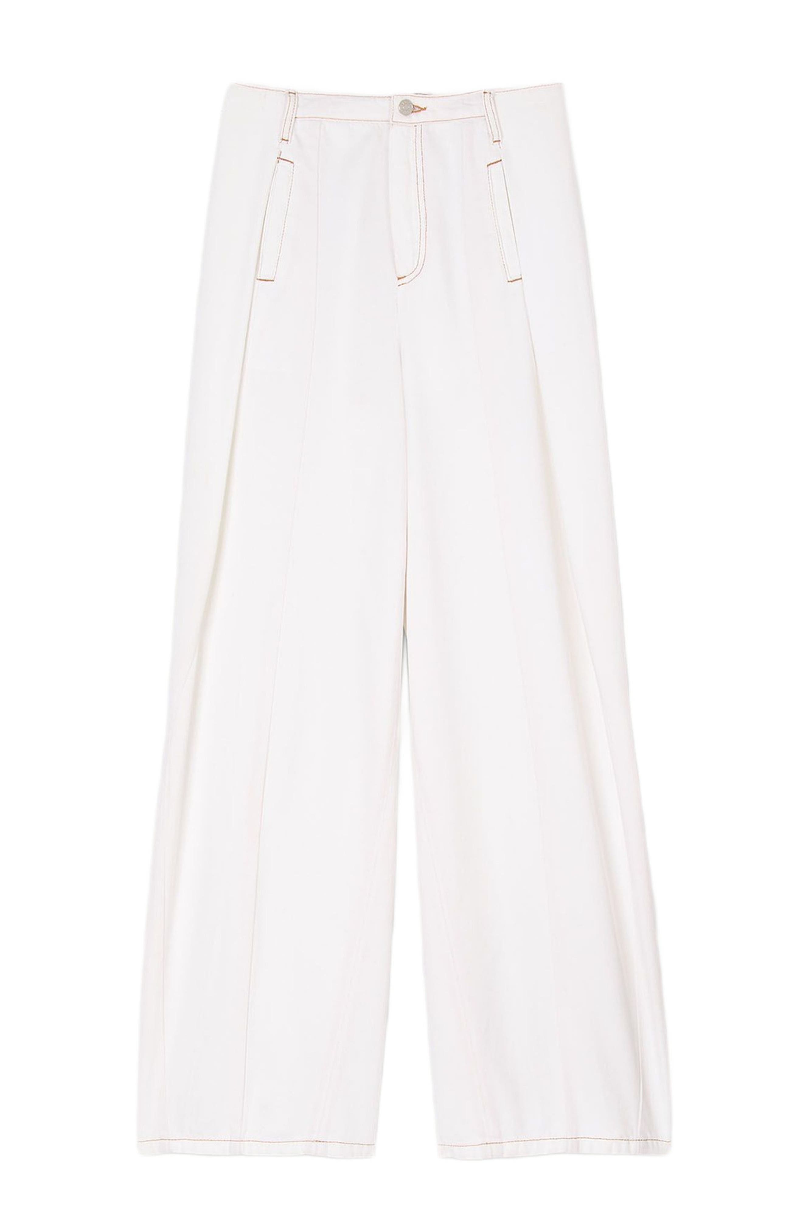 SANDRO Topstitched wide-leg jeans in White at Nordstrom - 5