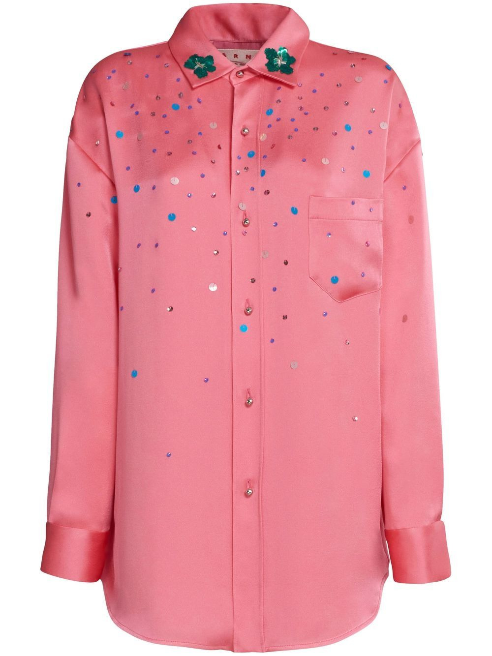 sequin-embellished oversized shirt - 1