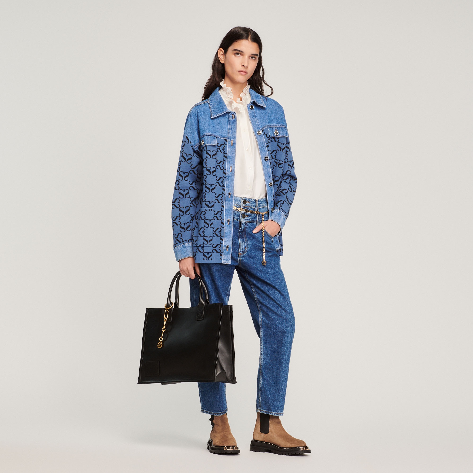 Oversized coatigan in mixed materials - 2