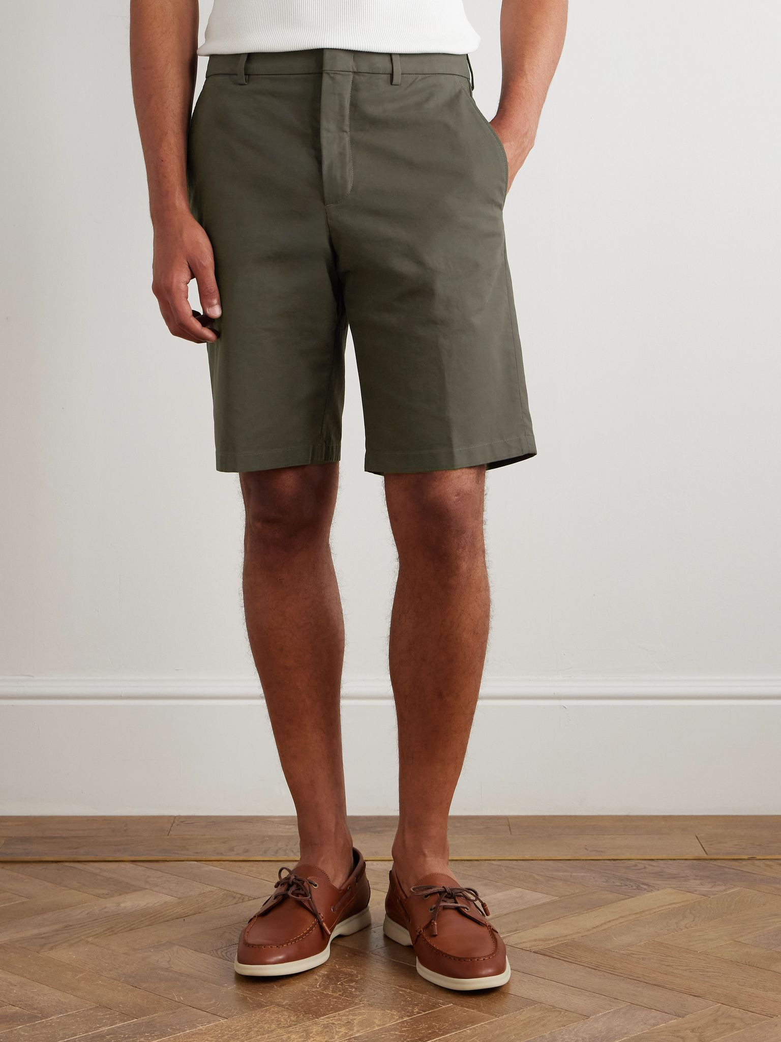 Jarno Straight-Leg Stretch-Cotton Bermuda Shorts Green - 3