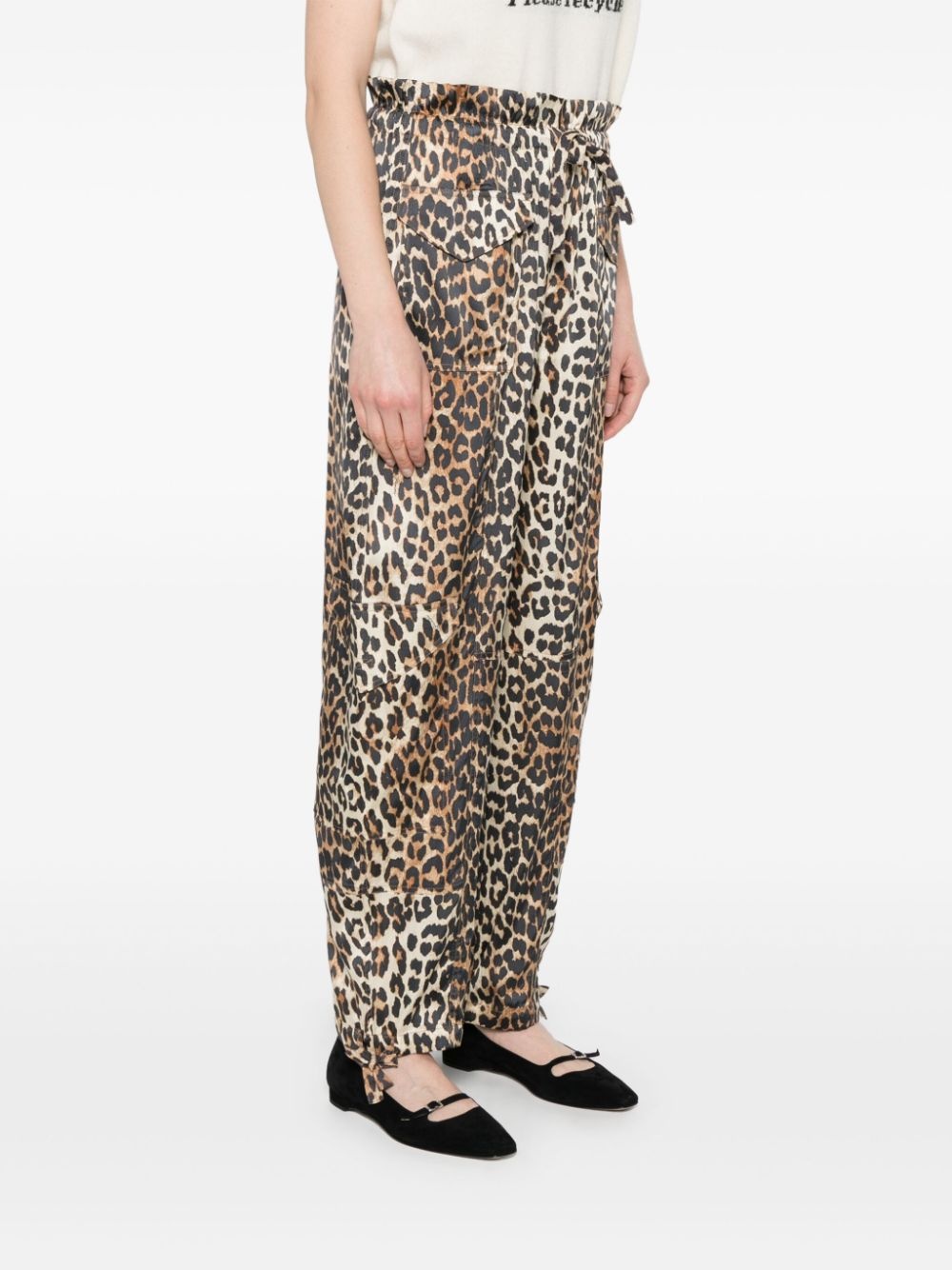 leopard-printed satin trousers - 3