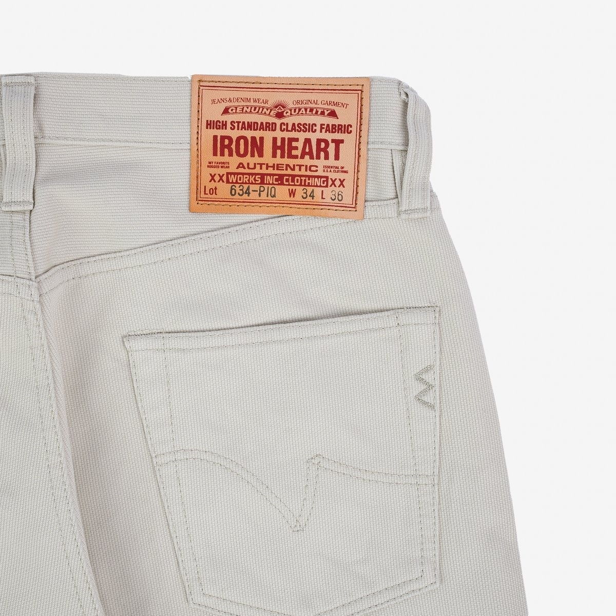 IH-634-PIQ 14oz Cotton Piqué Straight Cut Jeans - Ecru - 15