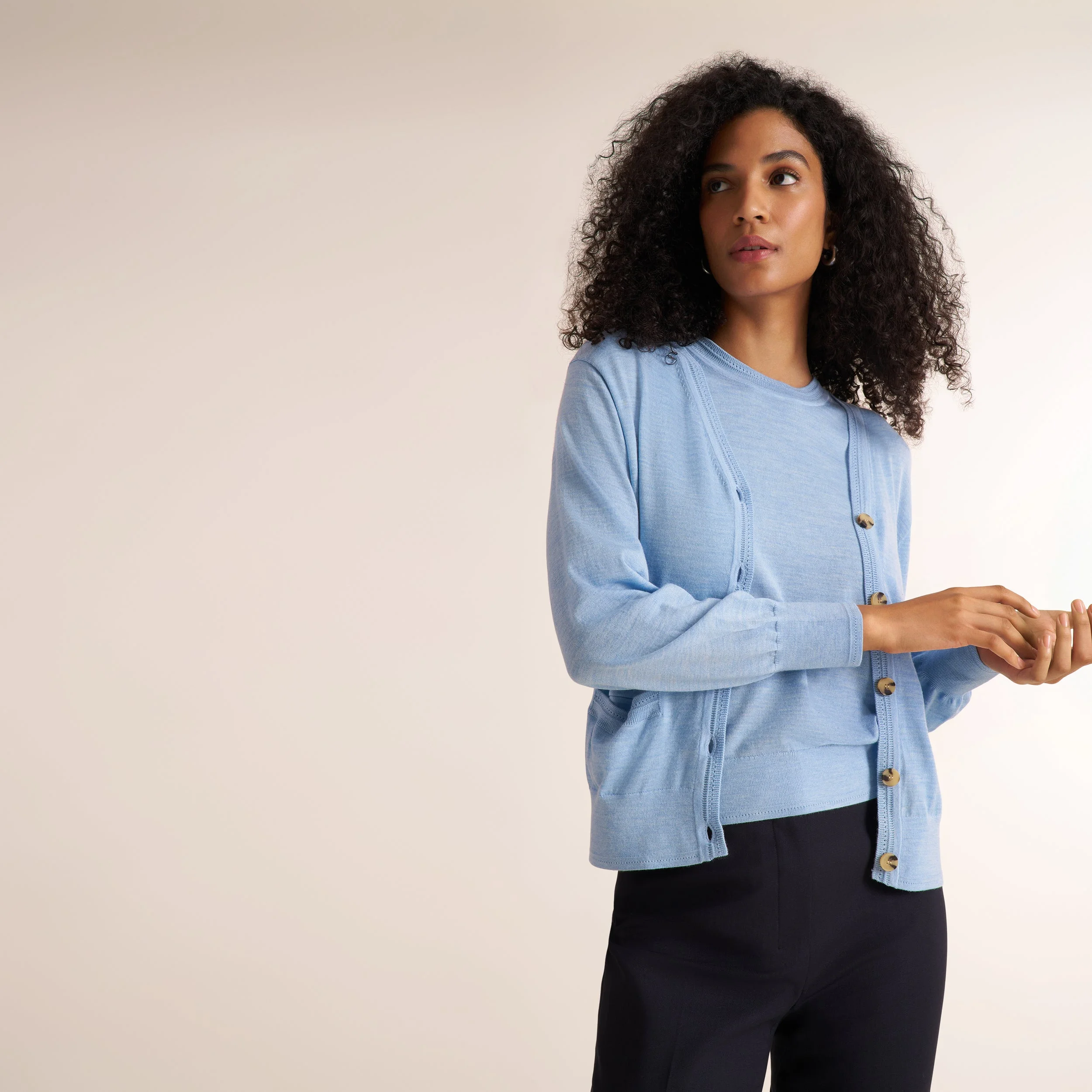 Rosalia Pointelle Cardigan - Light Merino - 1