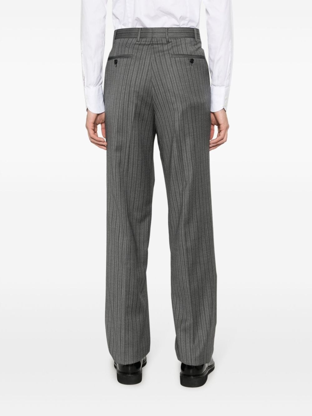 pinstripe-pattern wool trousers - 4