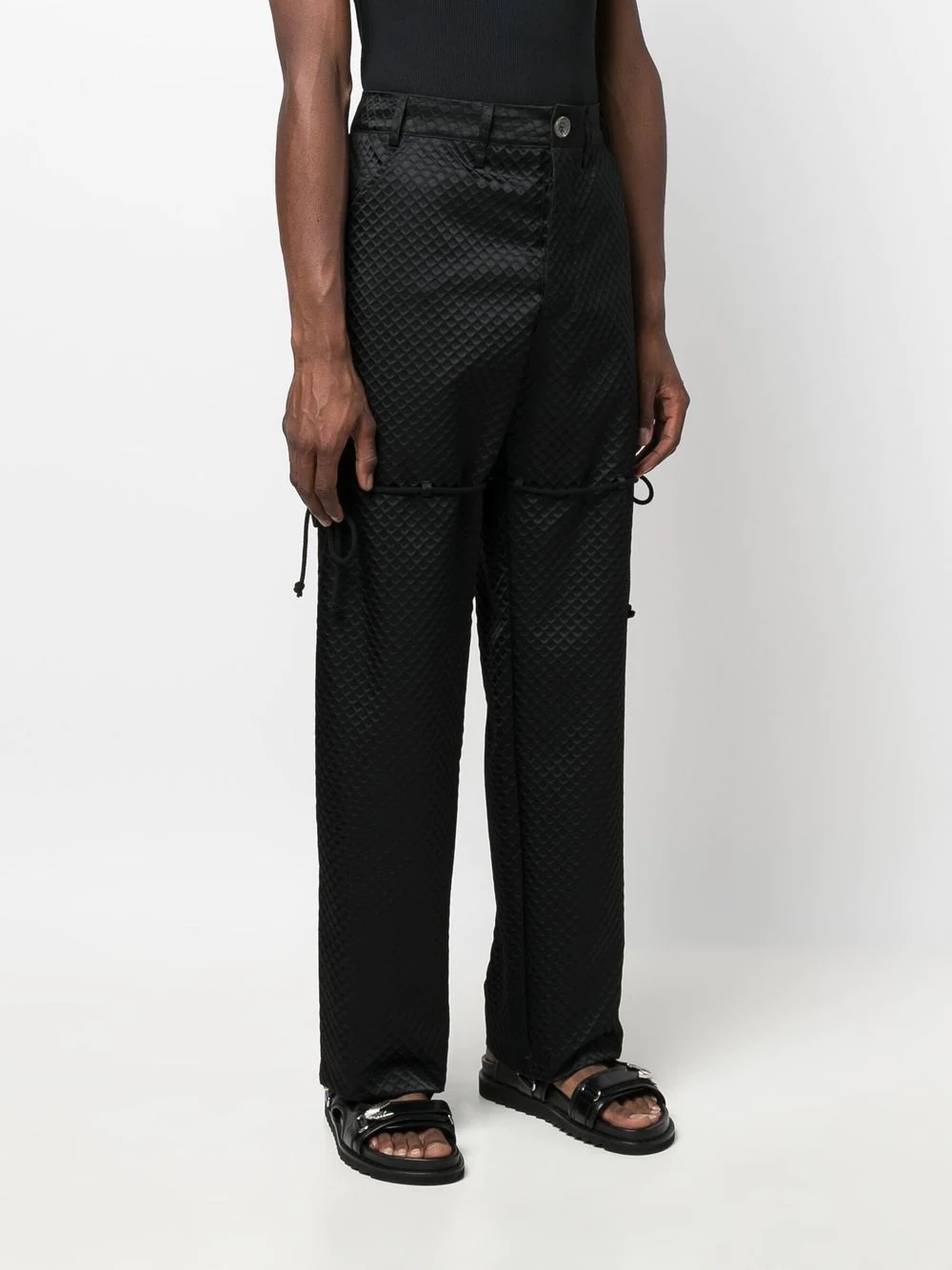 textured straight-leg trousers - 3