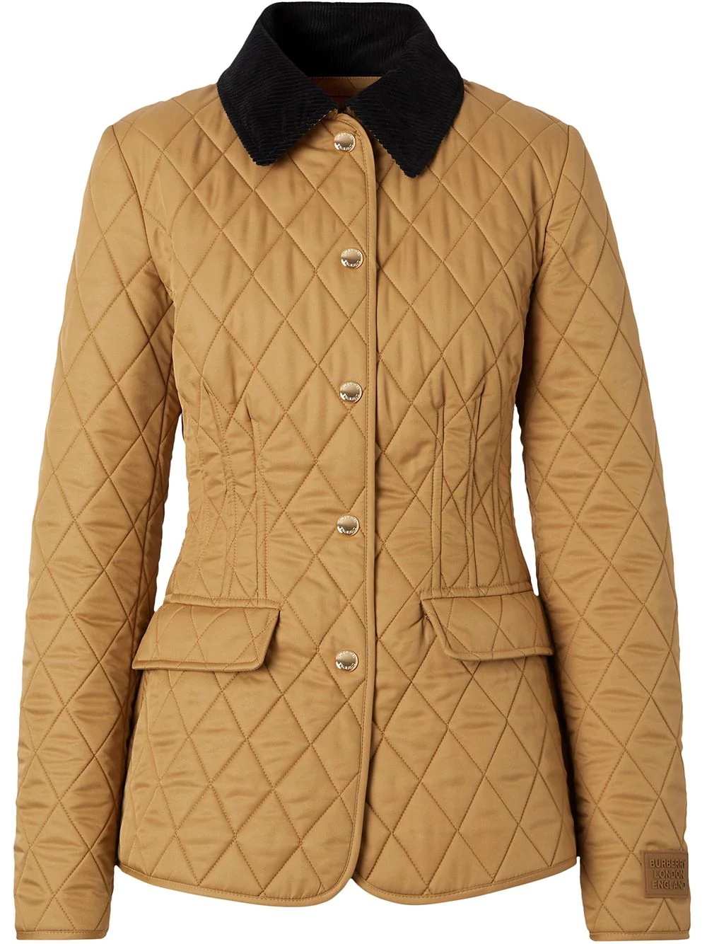 corduroy collar diamond quilted barn jacket - 1