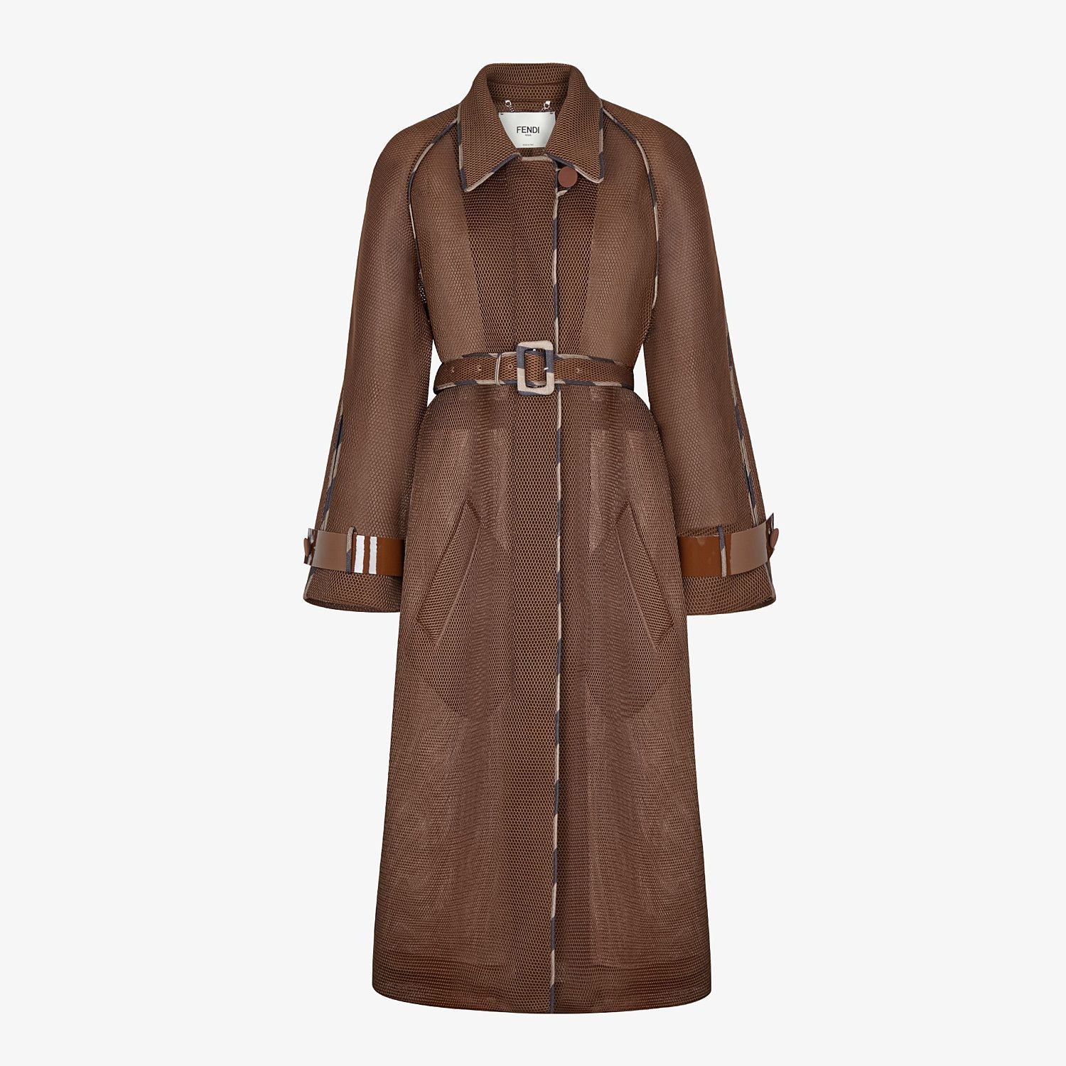 Coat in brown tech mesh - 1