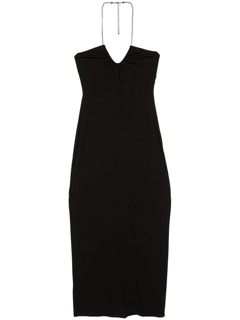 ruched halterneck dress 1