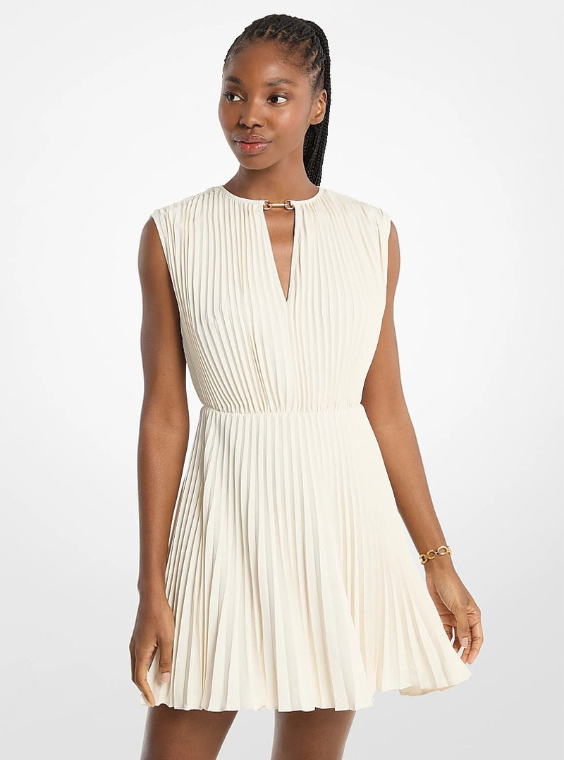 Pleated Satin Back Crepe Mini Dress 1