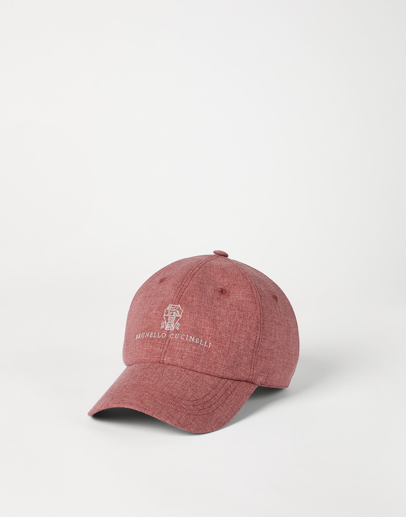 Virgin wool, cotton and silk mouliné baseball cap with embroidered logo 1