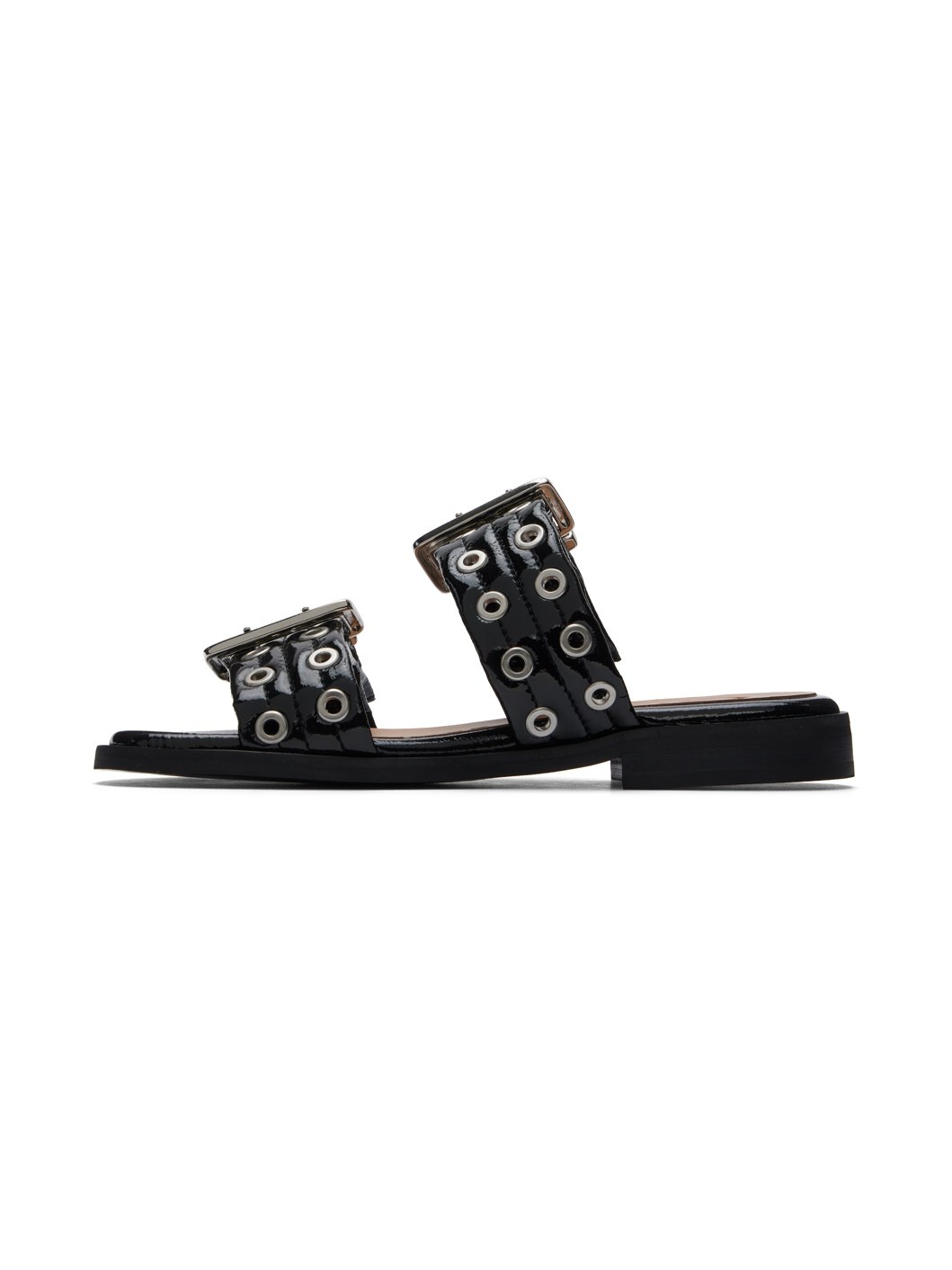 Black Feminine Buckle Two-Strap Sandals - 3