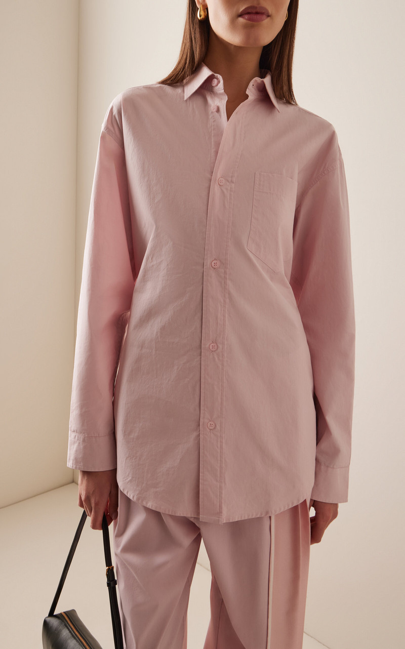 DARKPARK Anne Cinched Cotton-Poplin Shirt pink outlook