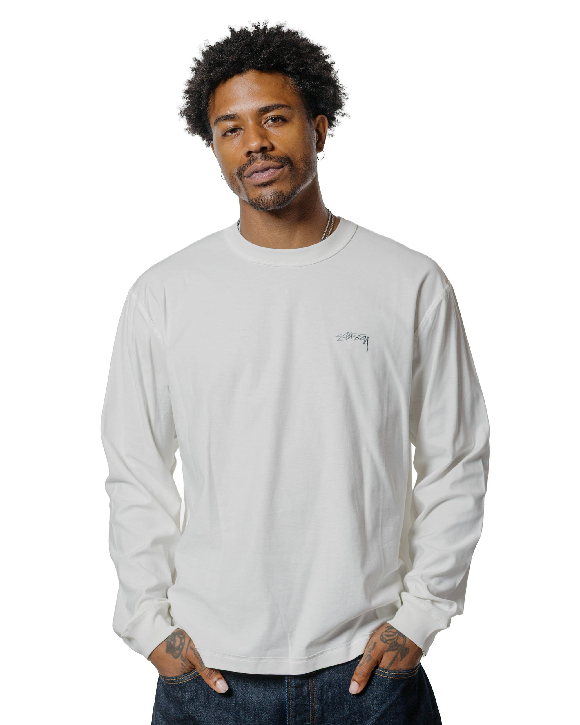 Stüssy Lazy LS Tee White - 2