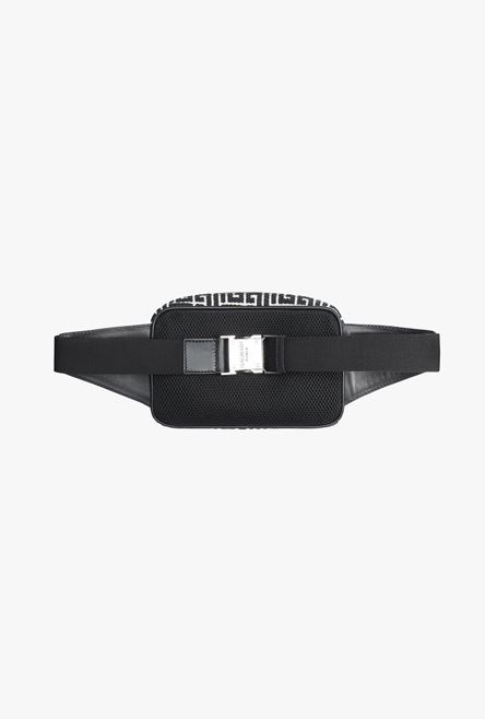Bicolor jacquard belt bag with black leather panels - 7