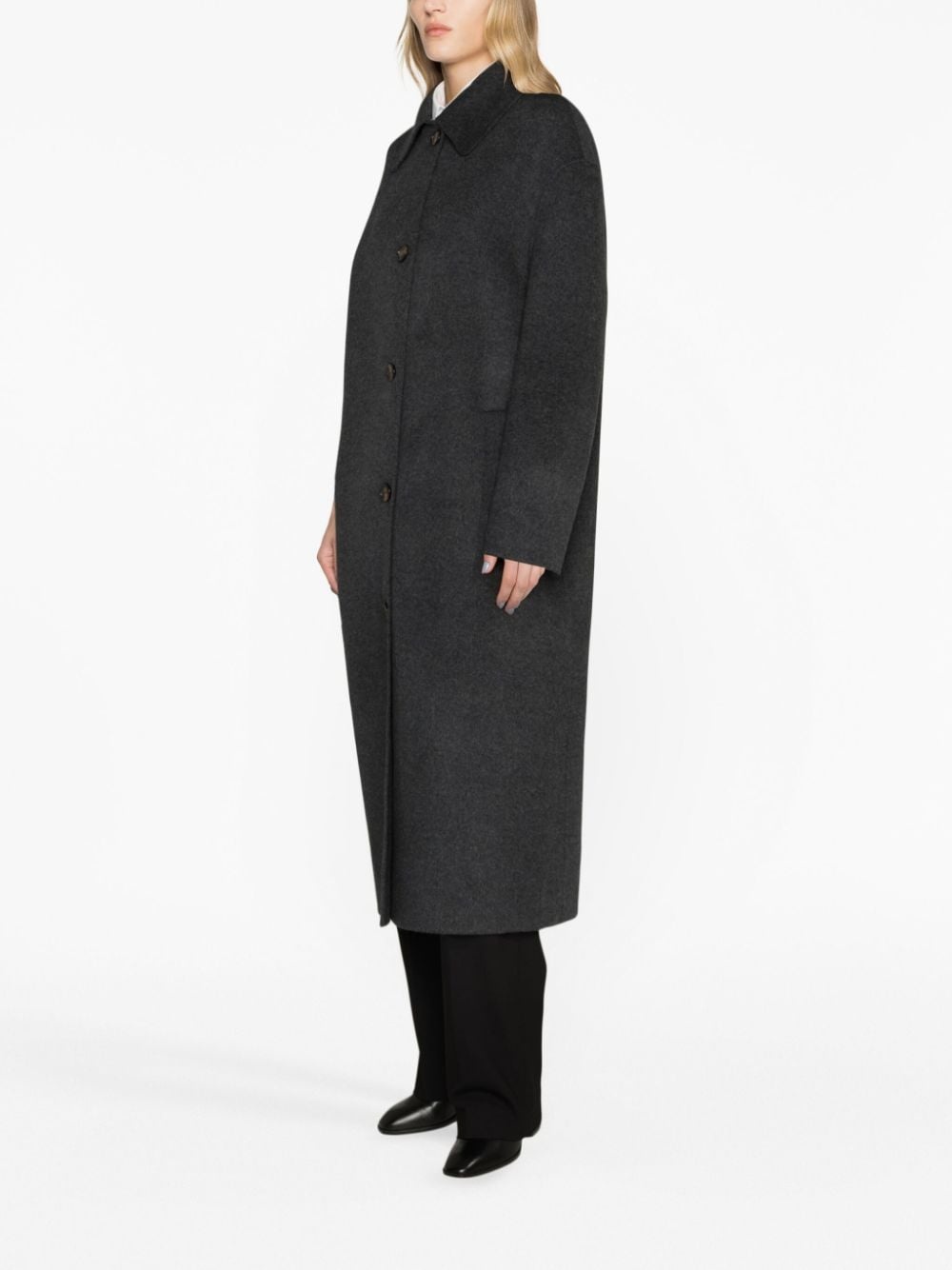 single-breasted wool coat - 3