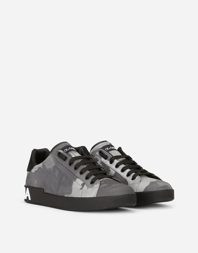 Dolce & Gabbana Calfskin Portofino sneakers with laminated camouflage-effect coating outlook