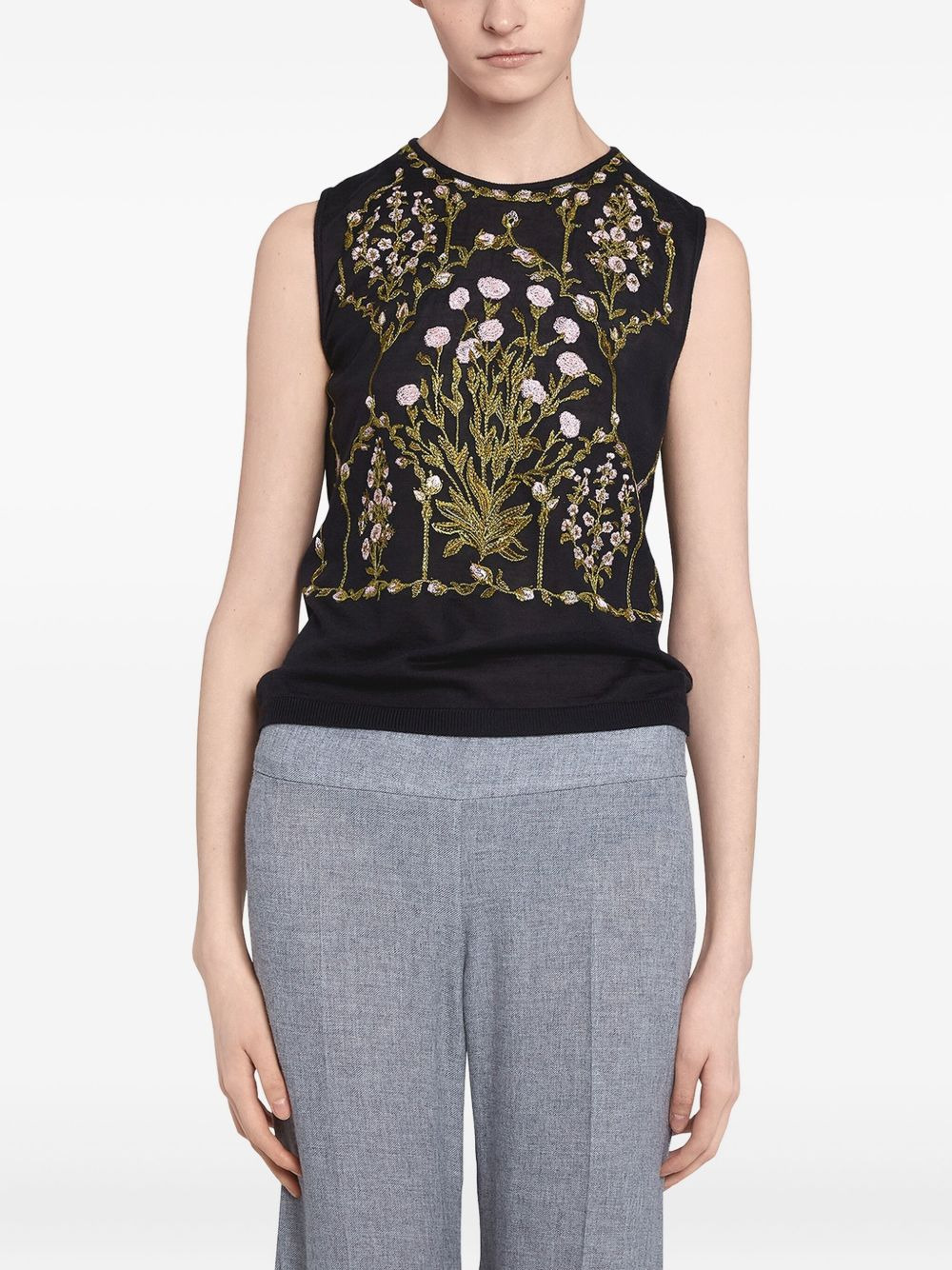 embroidered sleeveless top - 2