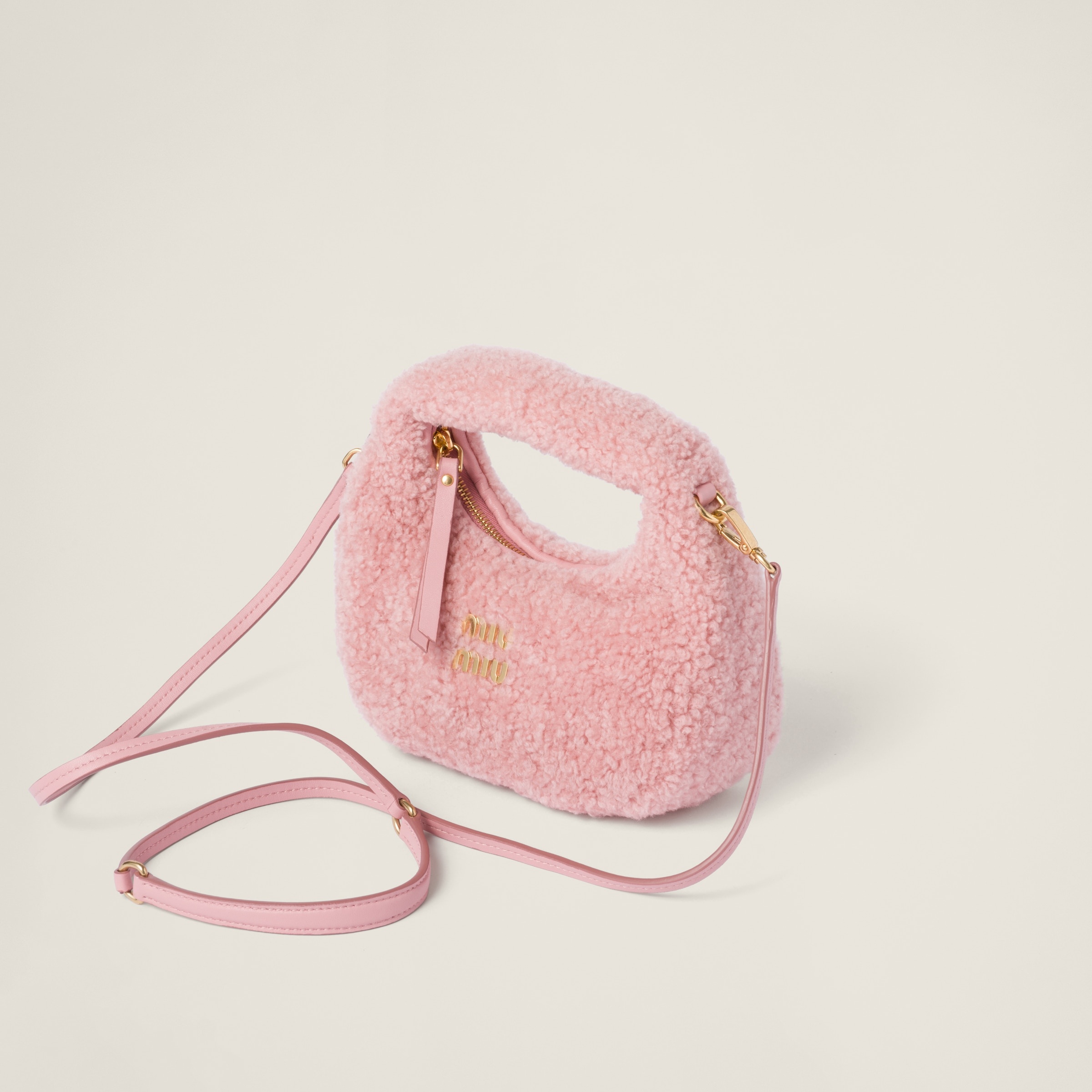 Wander shearling hobo bag with leather details - 2