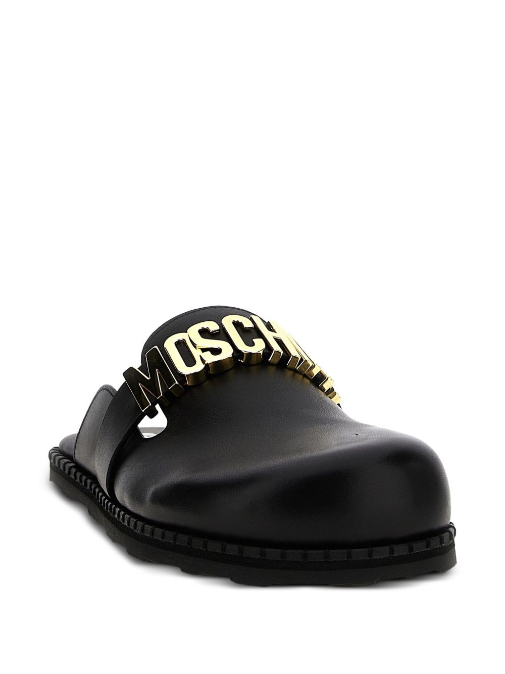 logo-plaque leather mules - 2