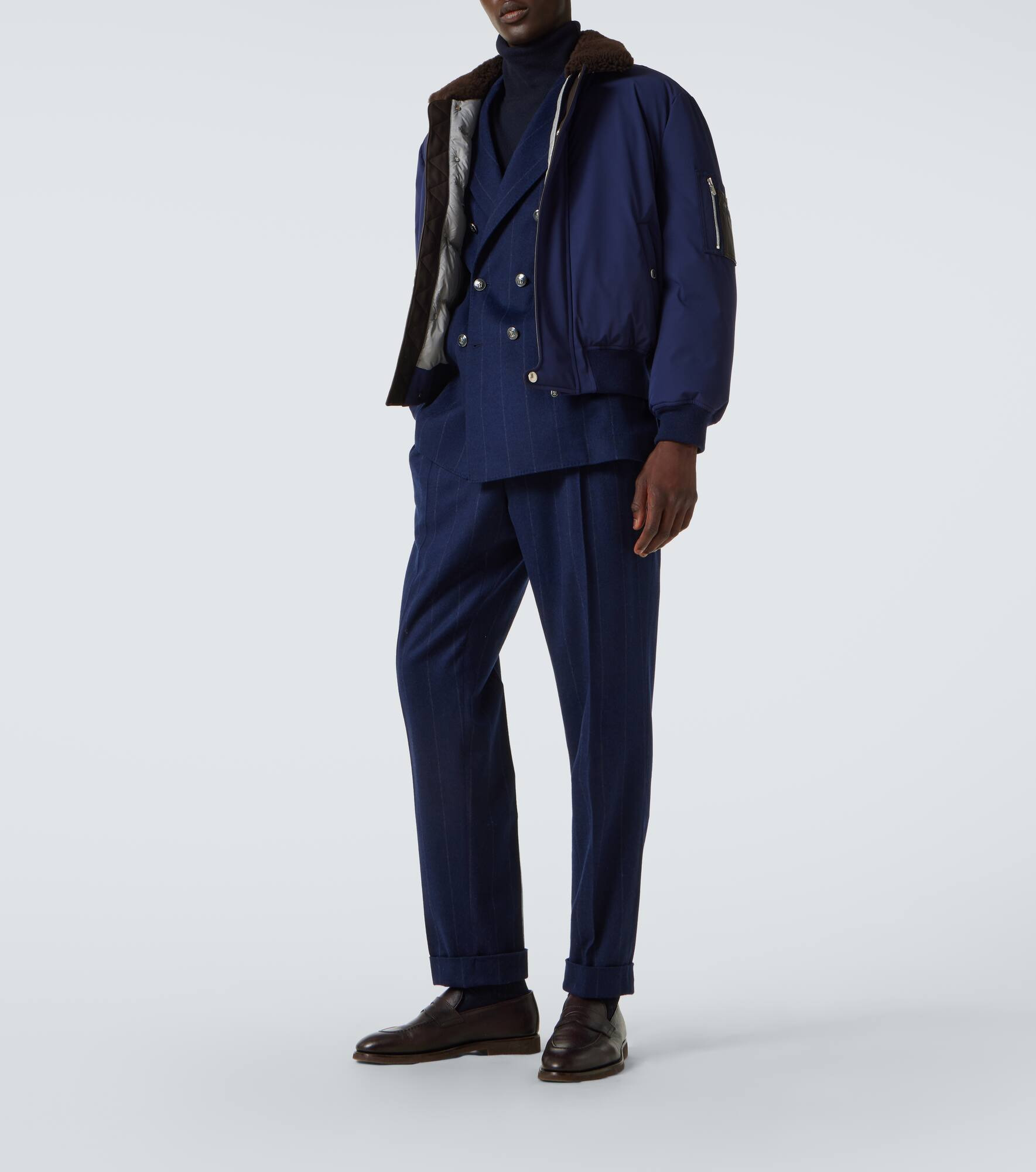 Shearling-trimmed bomber jacket - 2